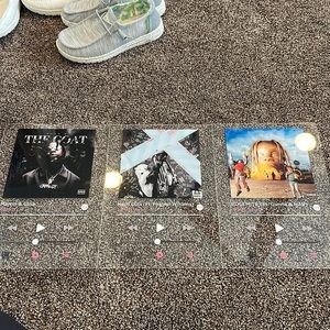 Clear album plaques.
